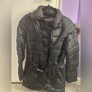 Dawn Levy real fur black down coat XS extra small
